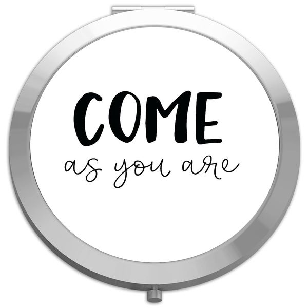 Come as you are home statement [CM17FH] compact pocket mirror - silver round circle shape