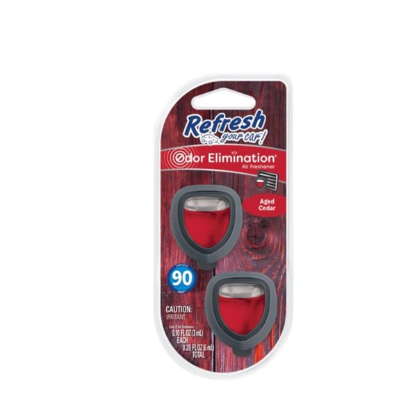 Refresh Car Air Freshener Vent Clip and Mini Car Oil Diffuser, Aged Cedar