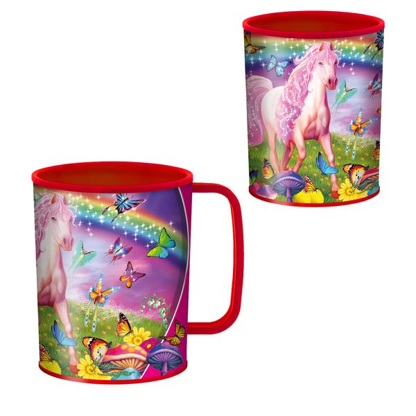 3D LiveLife Drinking Cup - Pink Pony Dazzle from Deluxebase. 3D Lenticular Horse Plastic Cup. 300ml Plastic Cups for Kids with Original Artwork Licensed from Renowned Artist, Michael Searle