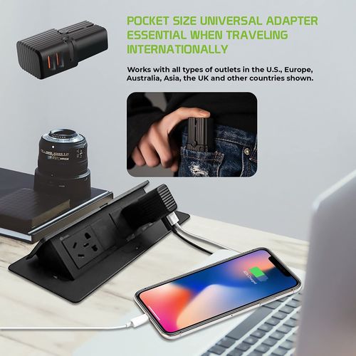 Dual Universal USB Adapter Works for LG Q Stylus+ for Worldwide Power and Travel Between US/EU/CN/AUS/NZ/UK