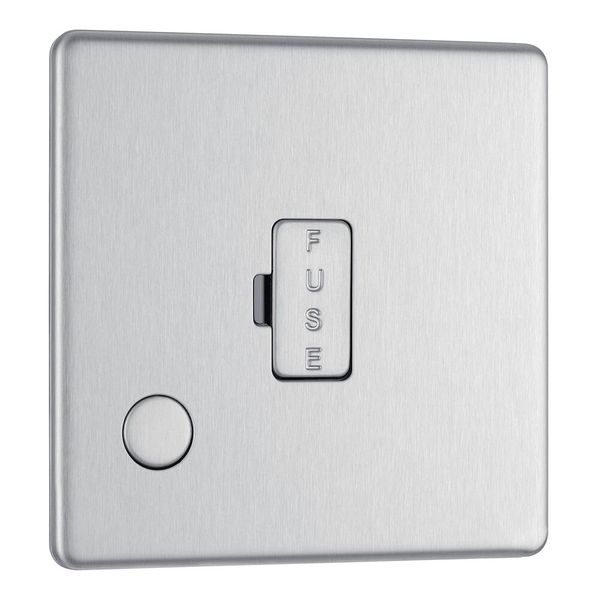 BG Electrical FBS55-01 Screwless Flat Plate Fused Connection Unit with Cable Outlet, Brushed Steel, 13 Amp, 8.6 cm*2.33 cm*8.6 cm