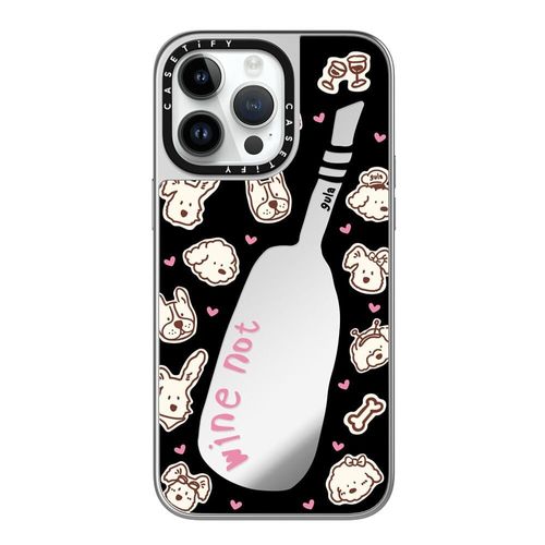 CASETiFY Mirror Case for iPhone 15 Pro Max [Reflective / 4.9ft Drop Protection/Compatible with Magsafe] - Wine Not - Silver On Silver