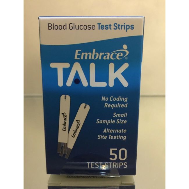 Embrace TALK Blood Glucose Test Strips 50 Qty.  Exp 01/05/2025 Free shipping