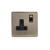 Antique Brass 1 Gang Double USB Socket with Black Insert Screwless Faceplate (Black Insert, Single Plug Socket)