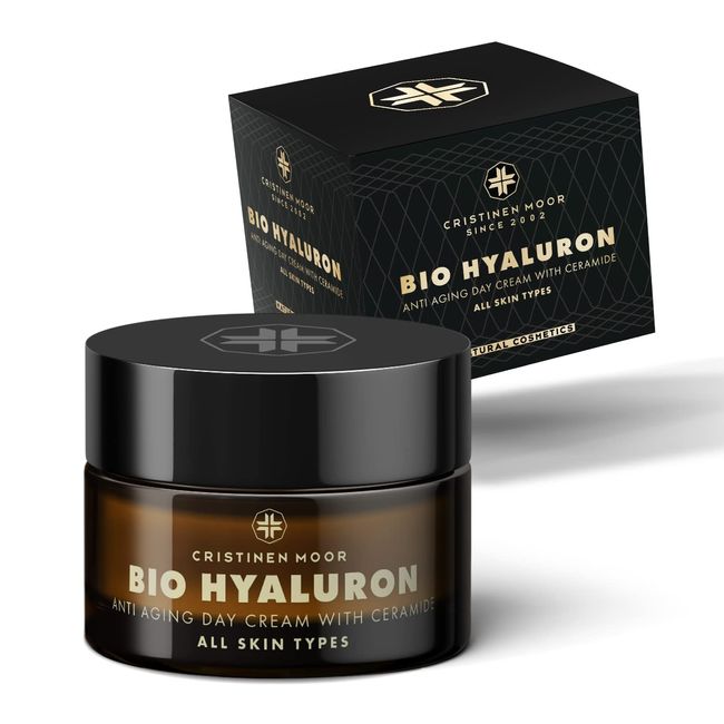 Bio Hyaluron Creme | Naturkosmetik Anti Aging Tagescreme mit Ceramide | Anti-Falten Feuchtigkeitscreme Gesicht für Frauen & Männer | Tierversuch Frei | Made in Germany | CristinenMoor®