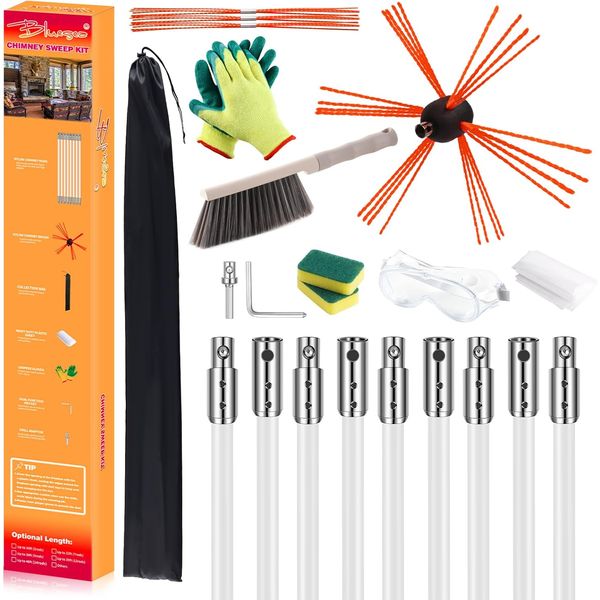 30 Feet Chimney Sweep Kit, Ergonomic Chimney Cleaning Kit, Extends up to 30 Feet