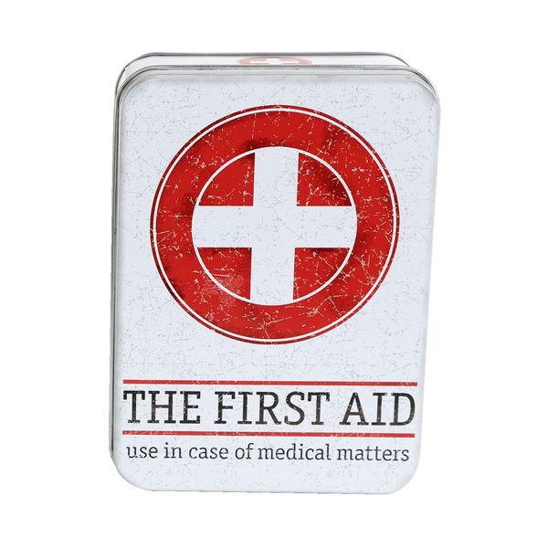 First Aid Design Kitchen Cake Tea Coffee Biscuit Cookie Storage Tin Gift Box (Small, White)
