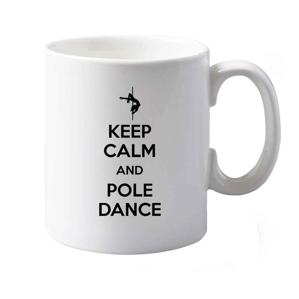 Flox Creative 10 oz Ceramic Mug Keep Calm and Pole Dance Left Handed