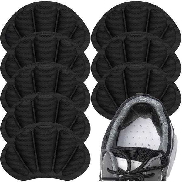 Heel Cushion Pads, 8 Pcs Mesh Self-Adhesive Heel Cushion Inserts for Back of Heel, Heel Grips Pads Prevent Shoes Too Big for Women Men, Black