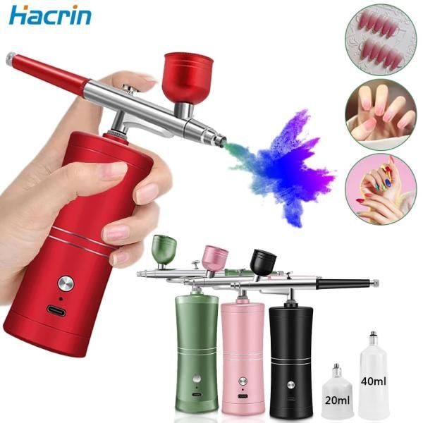 Airbrush Nail Mini Portable Compressor Kit Included Art Craft Pastry Cake Paint Model Nano Spray