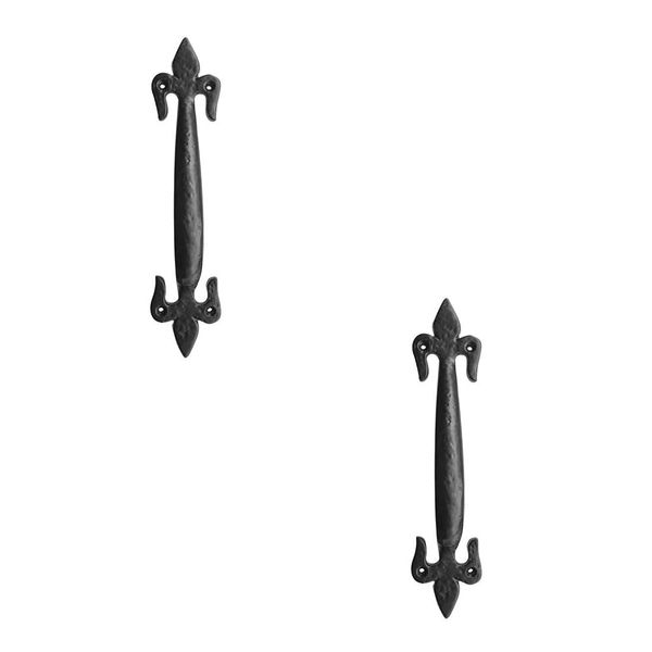 2 Pack Elegant Fleur De LYS Black Pull Handle 125mm for Stylish Home Decor - Door Handle