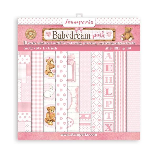 Stamperia Baby Pink Scrapbooking Pad 30y30 12 x 12 inches