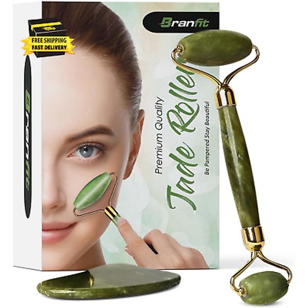 Gua Sha Massage Tool Jade Roller Skin Care Kit Face Roller, Natural Jade Roller