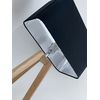 Black Textured 100% Linen Brushed Silver Rounded Rectangle Lampshade