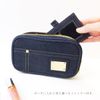 At First AF8321 Makeup Pouch, Large Capacity, 2 Layers, Navy, Denim