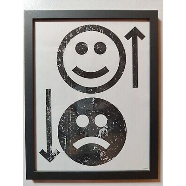 Mental health sad & happy emoji face wall art mental healing simple home decor