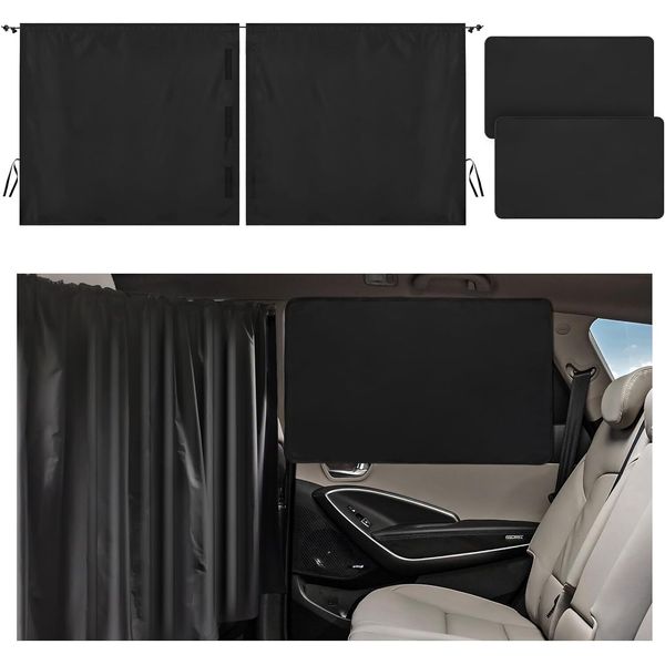 Blackout Car Window Shades: Rear Divider + 2 Side Shades, Keeps Cool