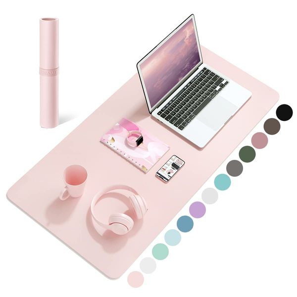 Non-Slip Desk Pad,Mouse Pad,Waterproof PVC Leather Desk Table Protector,Ultra Thin Large Desk Blotter, Easy Clean Laptop Desk Writing Mat for Office Work/Home/Decor(Pink, 31.5" x 15.7")