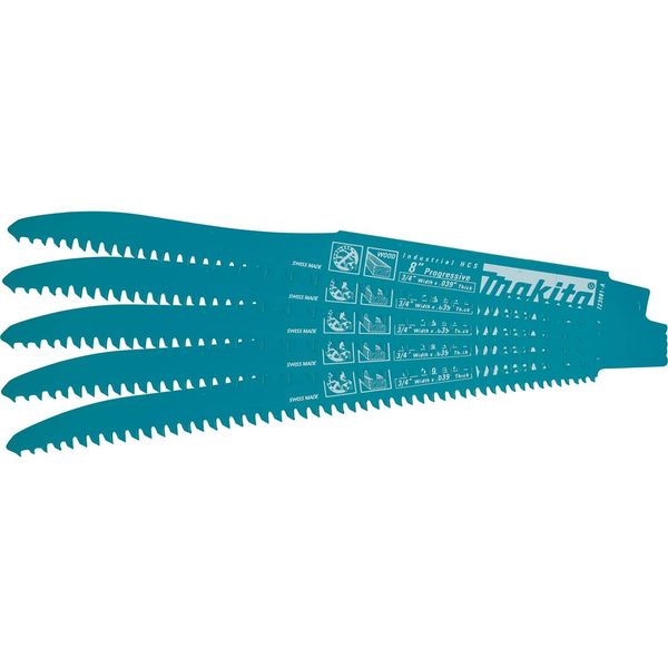 Makita 723081-A-5 8" Wood Cutting Recipro Saw Blade, Progressive, 5/pk