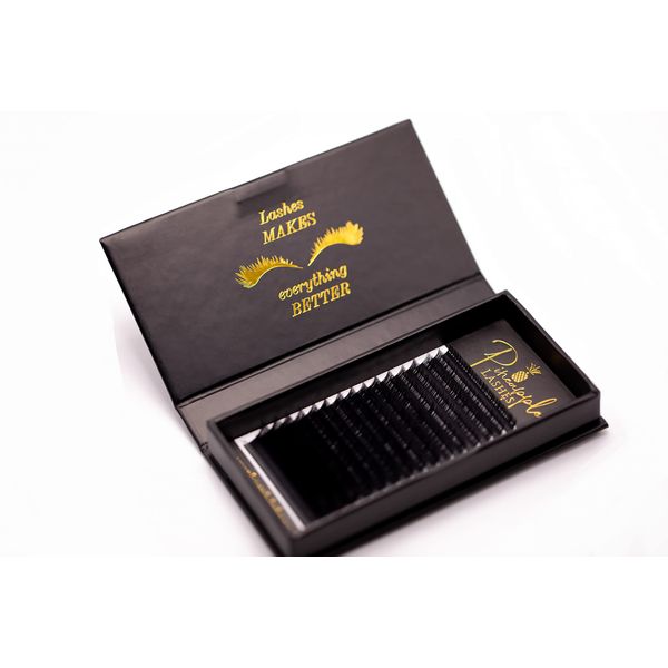 Eyelash Extensions Pineapple Lashes Curl C|D|CC 0,05 0,07 0,10 0,15 Real Deep Black Colour Silk Korean Handmade Professional/Beginners Lash Makeup Artist Fan Fluffy Effect 16 Rows Tray (CC 0,07 11mm)