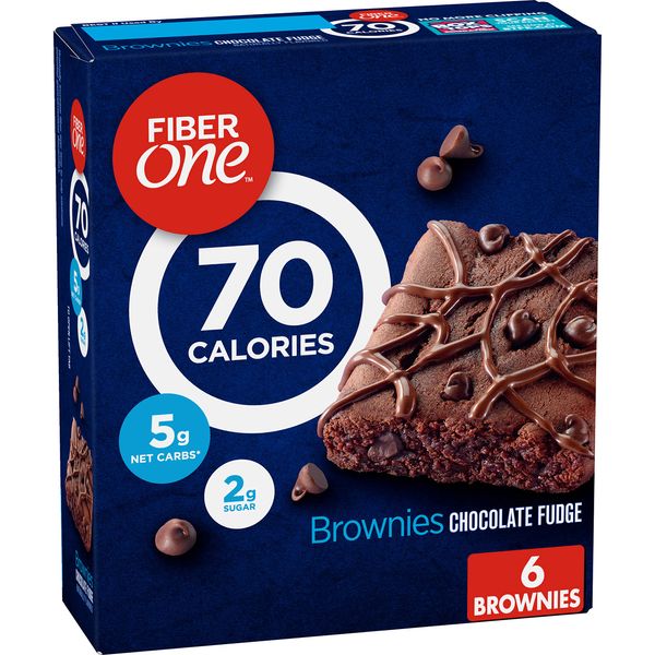 Fiber One 70 Calorie Brownies, Chocolate Fudge, Snack Bars, 6 ct