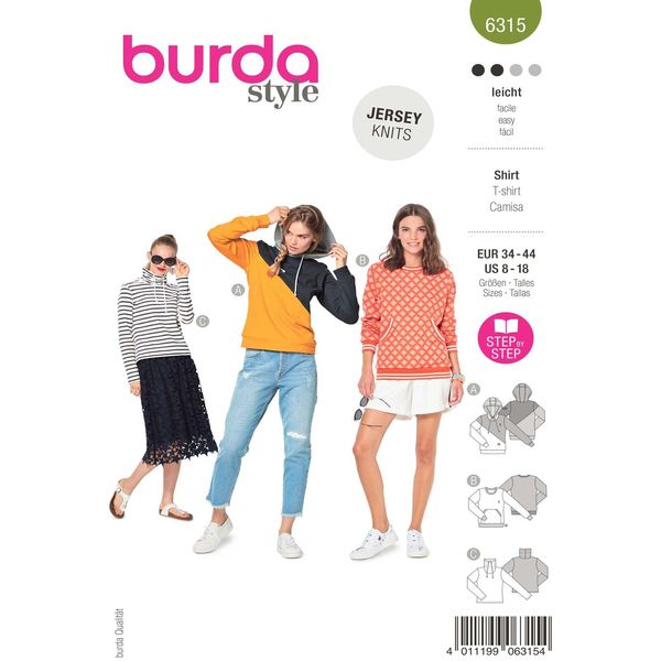 Burda Style Sewing Pattern B6315 Misses' Hoodie