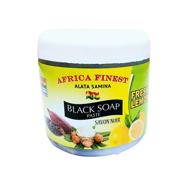 Africa Finest Natural Black Soap Paste (Fresh Lemon) (Exfoliate & Hydrate Skin) 450g