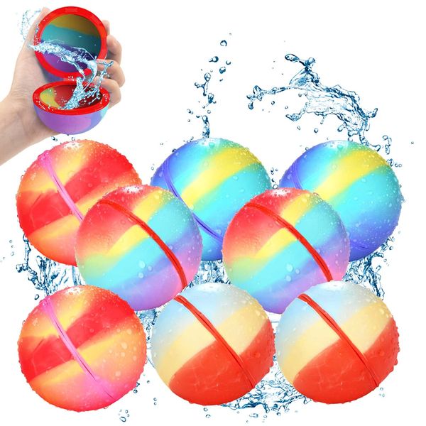 SOPPYCID Tonoviviy Resuable Magnetic Water Balloons, Quick Fill Water Balloons,Self-cleaning Water Balloons for Summer Toys and Parties, Pool Toys, and Outdoor Games (8PCS)