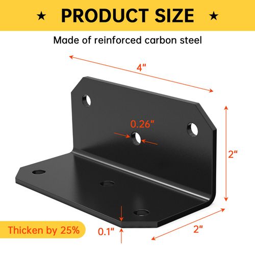 2x4 Galvanized Corner Brace, 90 Degree Angle Iron Brackets with Holes,Heavy Duty L Bracket for Wood Fence , Angle Brackets for Shelves , Raised Garden Bed Steel Corner Brackets (4pcs)