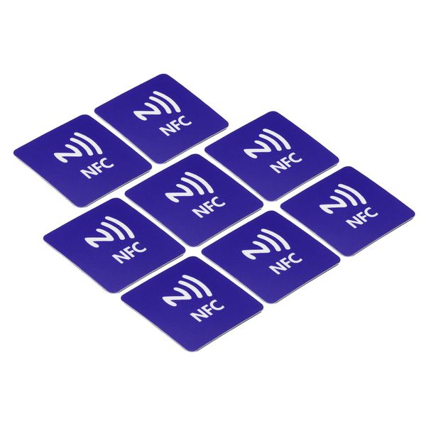 PATIKIL 8pcs NFC Sticker NFC216 Tag Sticker 888 Byte Memory Full Programmable Square NFC Tag for Phone NFC Enabled Devices Blue