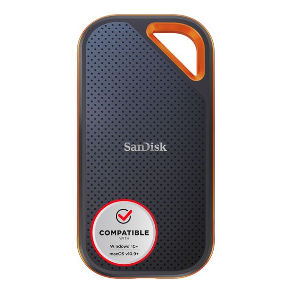 SanDisk Extreme PRO Portable SSD externe SSD 2 TB (externe Festplatte mit SSD Technologie 2,5 Zoll, 2000 MB/s Lesen und Schreiben, stoßfest, AES-Verschlüsselung, wasser- und staubfest) grau