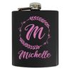 Customizable Monogram Black Matte Finish Stainless Steel 7 oz Flask Personalized with Initial and Name