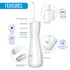 HealthSmart Compact Cordless Water Flosser, Rechargeable Type-C USB, Removes Food Particles, 4 Cleaning Nozzles, 6 Pulsating Modes, 250ml Water Tank, FSA & HSA Eligible, Promotes Healthy Gums
