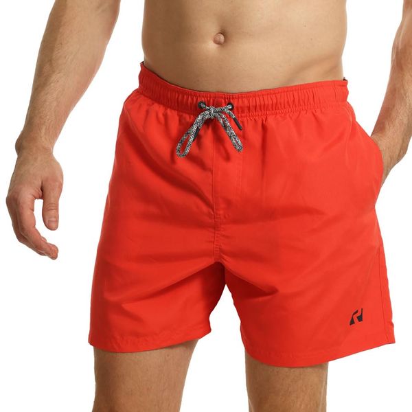 Ript Essentials Men's Quick Dry UV 50 Sun Protection Peach Finish Swimming Swim Shorts Trunks, Red, L