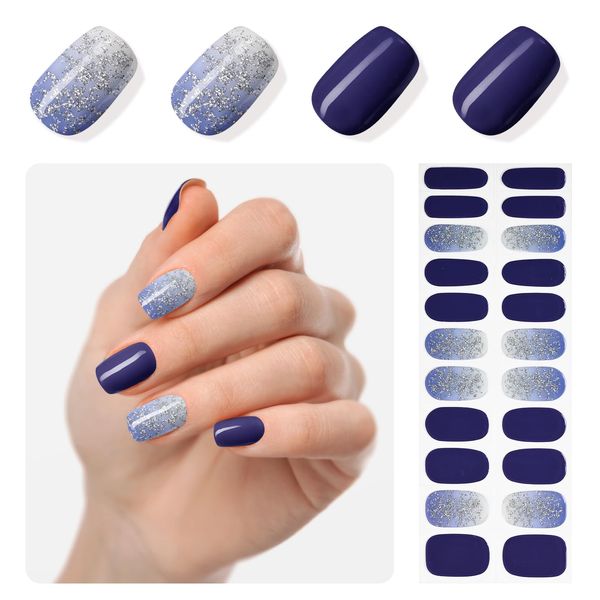 MOOYIYAN - Gel Nail Stickers - No UV lamp Required, Nail Art Set, Long Lasting, Easy to Apply and Remove - Includes 22