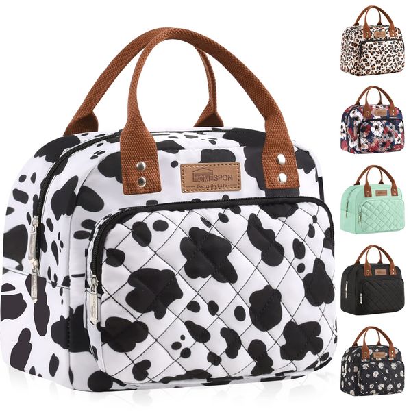 HOMESPON Insulated Lunch Bag for Women Men Work Adult Cool Bag Lunch Box Container Ladies Lunch Tote (Cow Print)