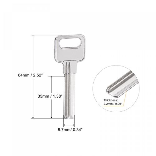sourcing map Key Blank, 35mm Length 2 Slot Brass New Uncut Replacement Tool 10 Pcs