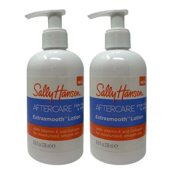 2 Pack Sally Hansen Aftercare Extra Smooth Lotion 8 oz Pump Face & Body