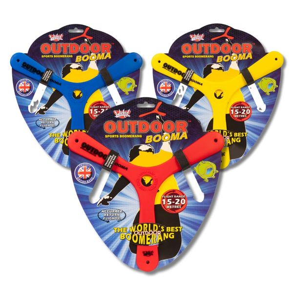 Wicked Outdoor Booma | Classic Sports Boomerang from Vision | Advanced Tri-Blade Design for Stable, Accurate Return Flight | 15-20 Metre Flight Range (Random (Blue/Red/Yellow))