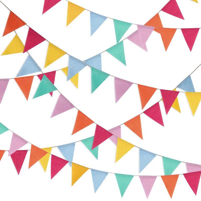 Kosiz 96 Pcs 65.6 ft Pastel Pennant Banner Flags Multicolor Triangle ...