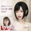 FESHFEN Wig, Short Bob, Side Bang, Diagonal Bang, Women's, Daily Use, Natural, Women's Full Wig, Natural Wig, Natural Wig, Wig with Net