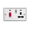 Knightsbridge CL83PC 45A DP Cooker Switch & 13A Switched Socket with Neons & Black Insert - Rounded Edge Polished Chrome