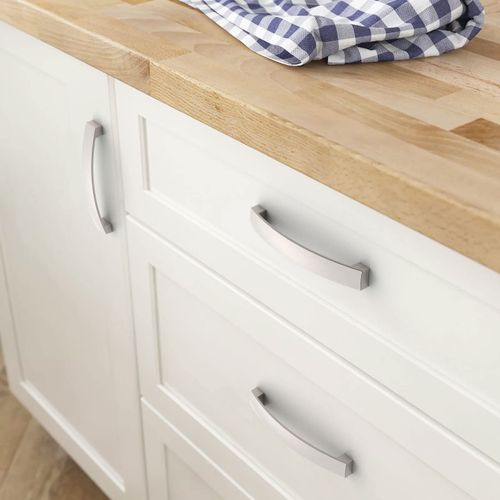 FURNIWARE 10 Pack Cabinet Handles, Hardware Drawer Pulls, Aluminum Kitchen Cabinet Door Handles Pull, Brushed Nickel-160mm(6.3 Inch) Hole Center