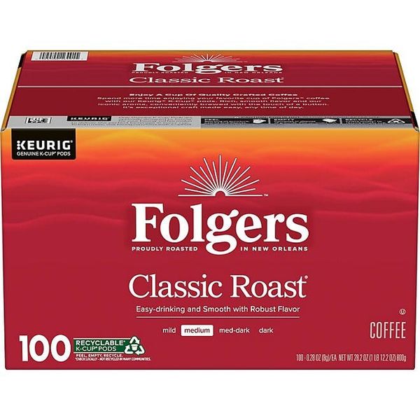 Folgers Classic Medium Roast K-Cup Coffee Pods 100 Count
