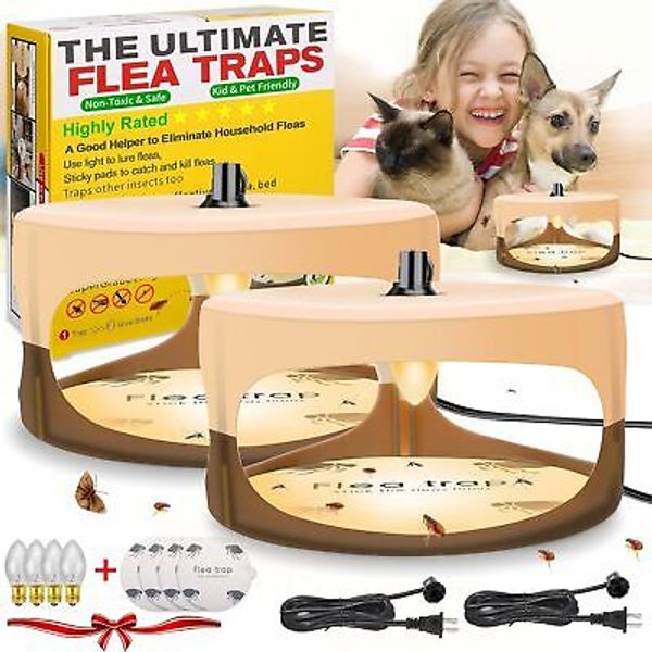 Flea Bed Bug Trap Odorless Cleaner and Flea Killer Trap Pad Sticky Indoor 2 Pack