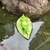 Ruerlity Floating Frog on Leaf for Garden Pond Decor Swimming Pool