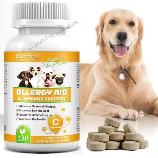 Allergy Chew Supplement for Dogs, Seasonal Allergy, Skin & Coat, Gut Ct. 180