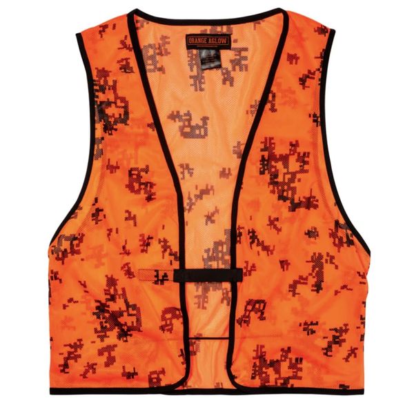 Orange Aglow Signature Lightweight Mesh Blaze Orange Camo Hunting Vest - Ultralightweight & Breathable Polyester Hunting Safety Vest, Visible Day or Night – Quick-Drying and Durable (XL)