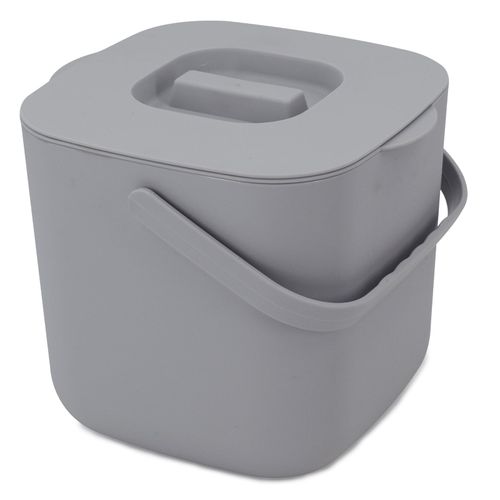JADERLU Stylish Kitchen Compost Bin- 1.85 Gal/ 7L Countertop Compost Bin with Lid, Inner Sieve for Separating Liquid from Food, Easy to Clean (Grey, 1.85GAL)