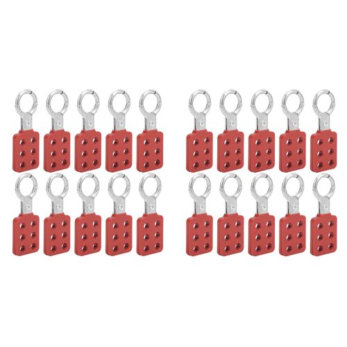 Lockout Hasp, Pack of 20 Red 25mm/1.0in 6 Holes Aluminium Safety Lockout Hasp Portable Safety Insulation Padlock Hasp Replacement for Chemical Industry Electric Power Coal Mine